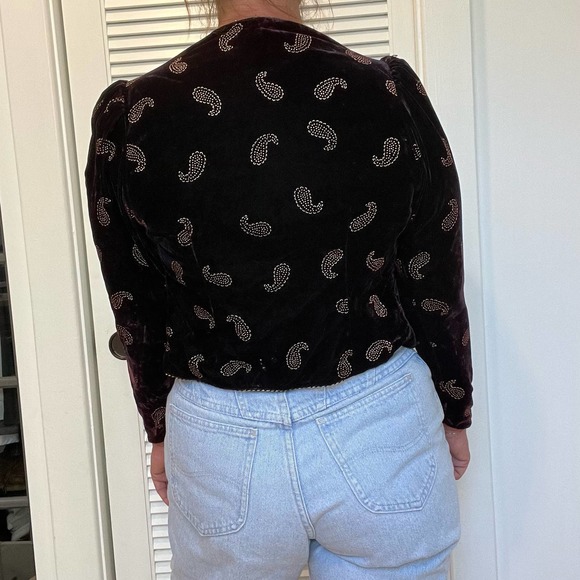 Awesome Vintage Velour Blazer With Paisley Beading - Picture 2 of 7